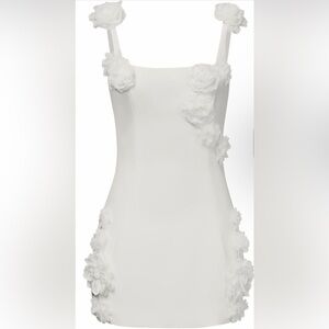 White Floral Appliqué Sleeveless Dress